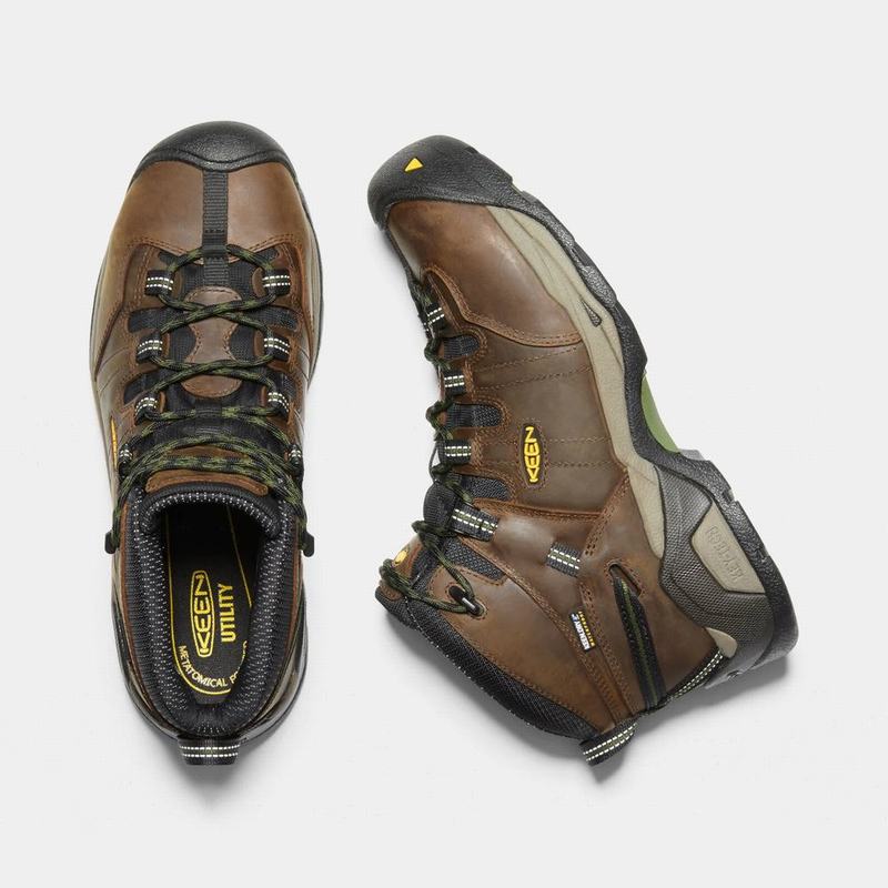 Botas De Trabajo Keen Hombre Colombia - Keen Detroit Xt Mid Waterproof Steel Toe Marrones (PJXDA4709